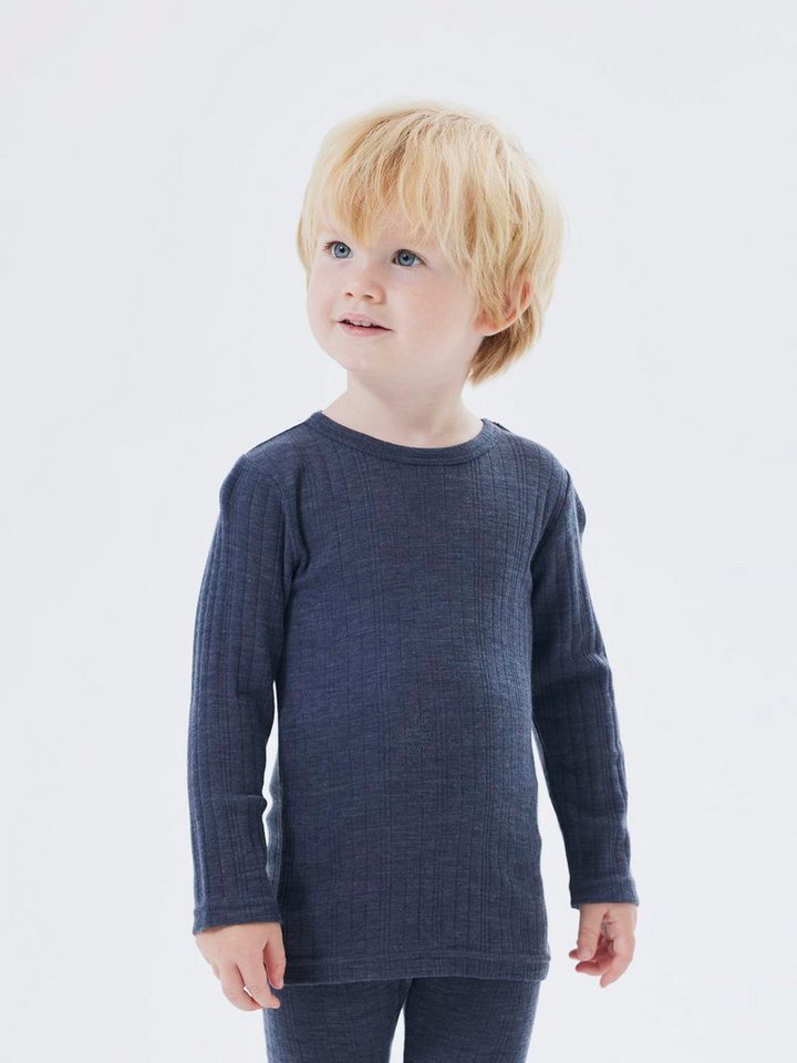 Name It Langarmshirt NMMWANG WOOL NEEDLE LS TOP SOLID NOOS aus reiner Merinowolle von Name It