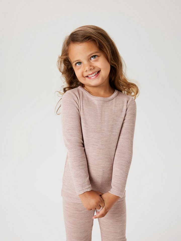 Name It Langarmshirt NMNWAX WOOL RIB LS TOP NOOS aus reiner Merinowolle von Name It