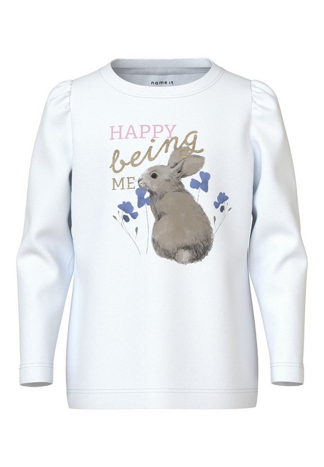 Name It Langarmshirt Weiches Regular Longsleeve mit Hasen Print (1-tlg) NMFSCARLETT LS TOP von Name It