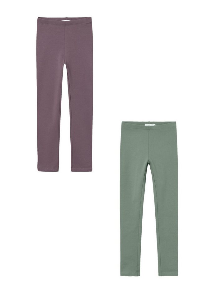 Name It Leggings 2er-Set Regular Fit weich bequem Basic (3-tlg) NKFDAVINA SOLID SWE LEGGING BRU N NOOS von Name It