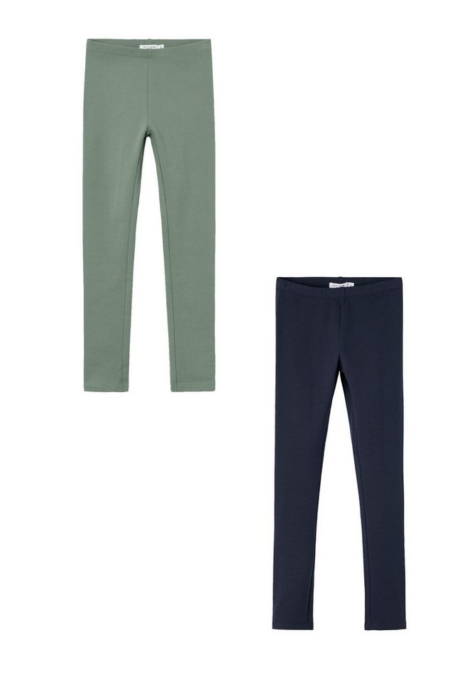 Name It Leggings 2er-Set Regular Fit weich bequem Basic (3-tlg) NKFDAVINA SOLID SWE LEGGING BRU N NOOS von Name It