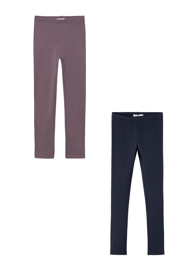 Name It Leggings 2er-Set Regular Fit weich bequem Basic (3-tlg) NKFDAVINA SOLID SWE LEGGING BRU N NOOS von Name It