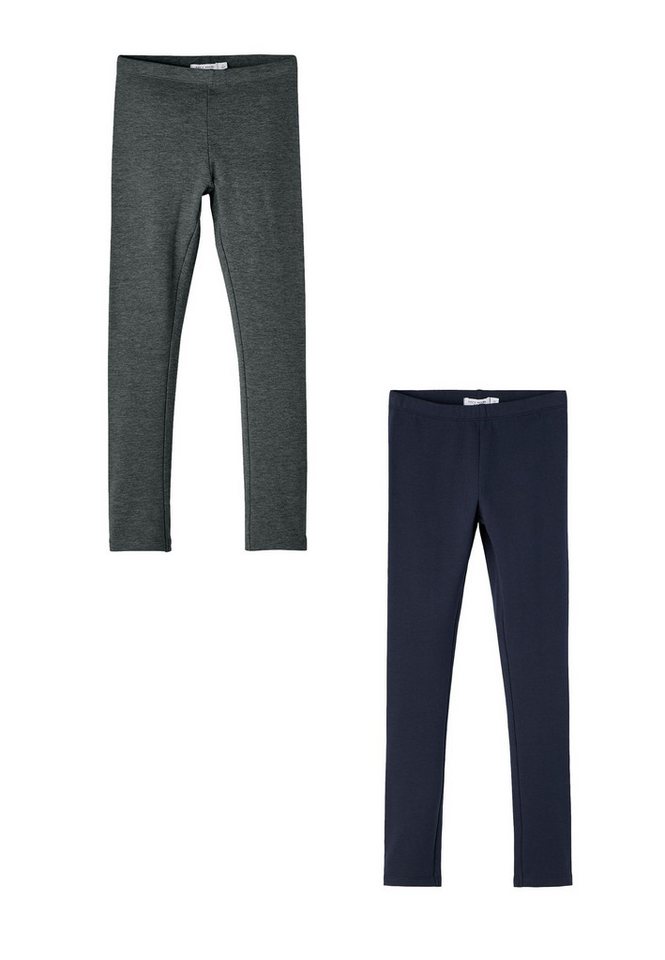 Name It Leggings 2er-Set Regular Fit weich bequem Basic (3-tlg) NKFDAVINA SOLID SWE LEGGING BRU N NOOS von Name It