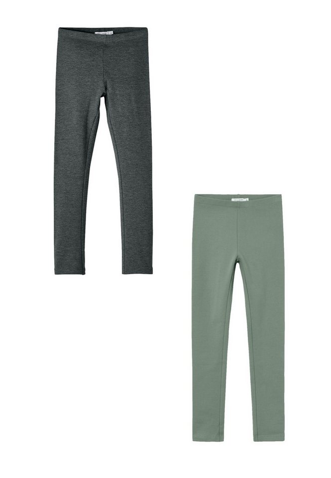 Name It Leggings 2er-Set Regular Fit weich bequem Basic (3-tlg) NKFDAVINA SOLID SWE LEGGING BRU N NOOS von Name It