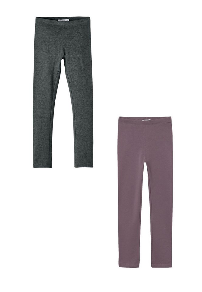 Name It Leggings 2er-Set Regular Fit weich bequem Basic (3-tlg) NKFDAVINA SOLID SWE LEGGING BRU N NOOS von Name It