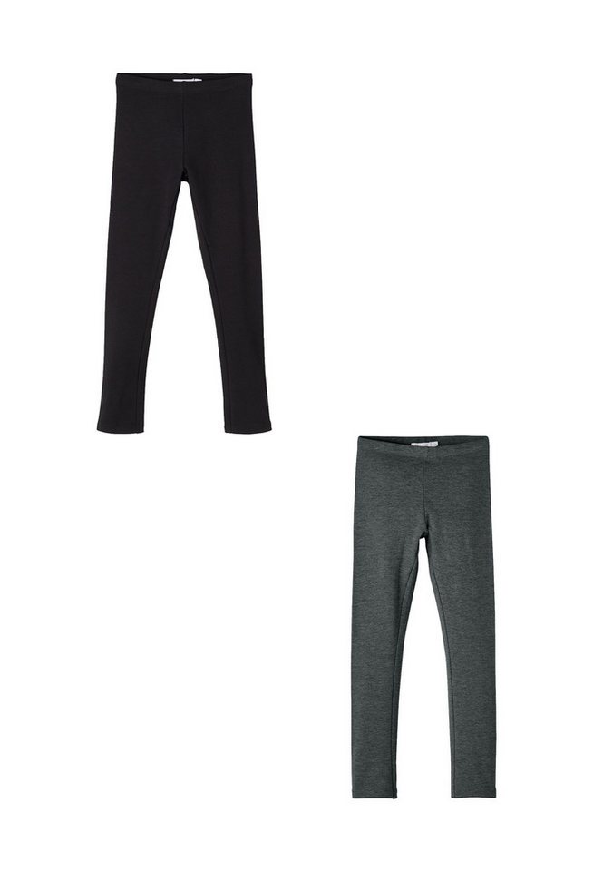 Name It Leggings 2er-Set Regular Fit weich bequem Basic (3-tlg) NKFDAVINA SOLID SWE LEGGING BRU N NOOS von Name It
