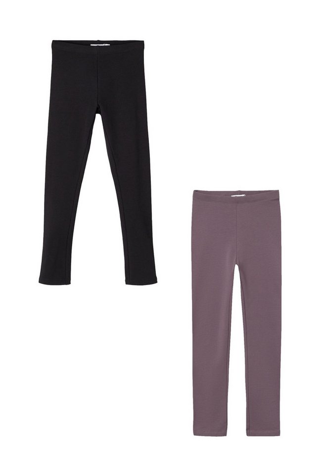 Name It Leggings Leggings 2er-Set Regular Fit weich bequem Basic (3-tlg) NKFDAVINA SOLID SWE LEGGING BRU N NOOS von Name It