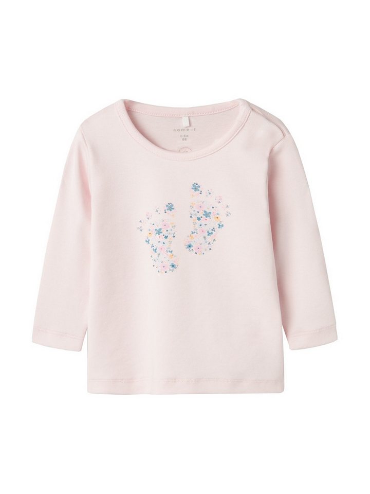 Name It Longsleeve Mädchen Oberteil "Flower-Foot"-Print (1-tlg) mit Rundhalsausschnitt von Name It