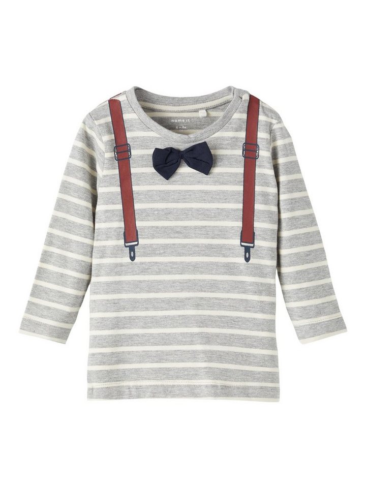 Name It Longsleeve Name It Baby Pullover mit Print aus Bio-Baumwolle Grey Melange 68 von Name It