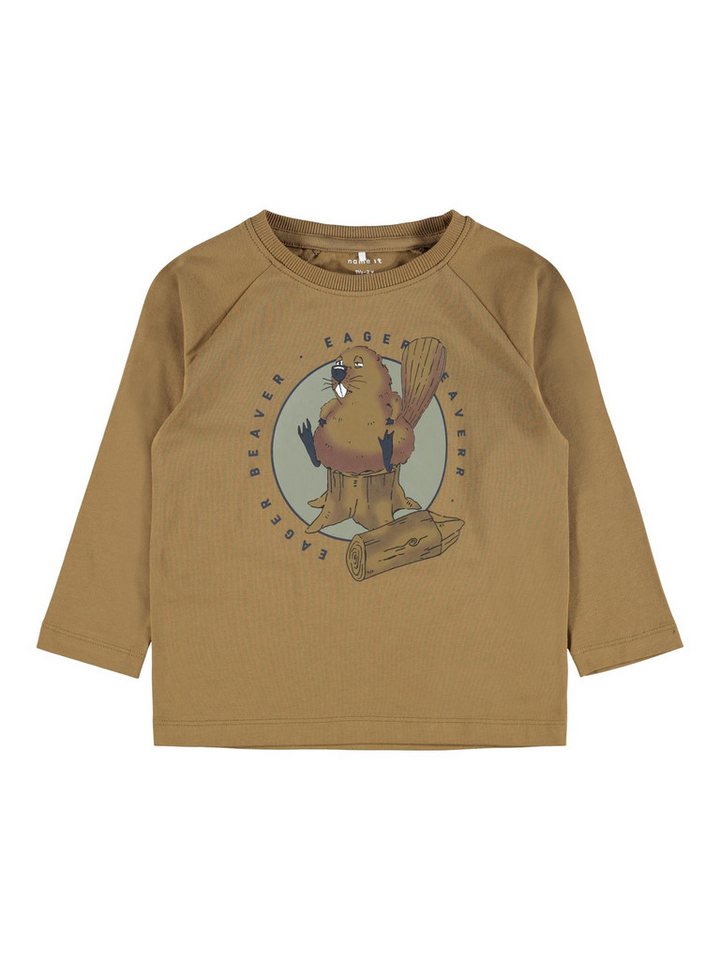 Name It Longsleeve Name It Jungen Langarm-Sweater mit Print in braun 92 von Name It
