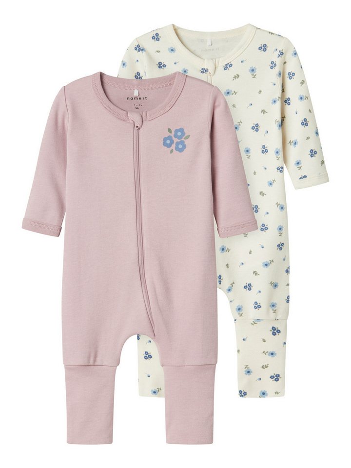 Name It Pyjama NBFNIGHTSUIT 2P ZIP FF JET FLOWER NOOS (Packung, 2 tlg) von Name It