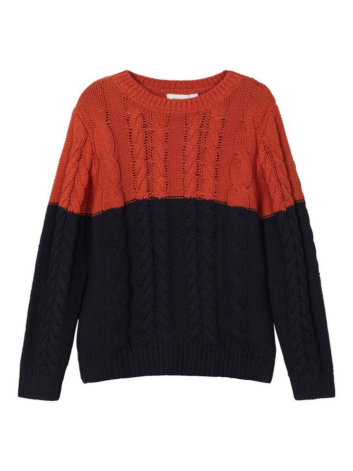 Name It Rundhalspullover Name It Jungen Strickpullover mit Zopfmuster Burnt Brick 92 von Name It