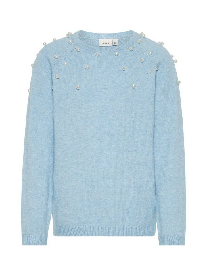Name It Rundhalspullover Name It Mädchen Strick-Pullover mit Perlen in blau von Name It