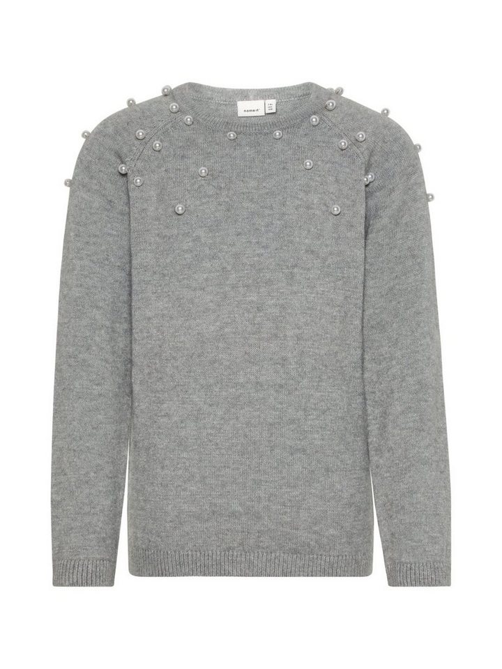 Name It Rundhalspullover Name It Mädchen Strick-Pullover mit Perlen in grau Name It Rundhalspullover Name It Mädchen Strick-Pullover mit Perlen in grau von Name It
