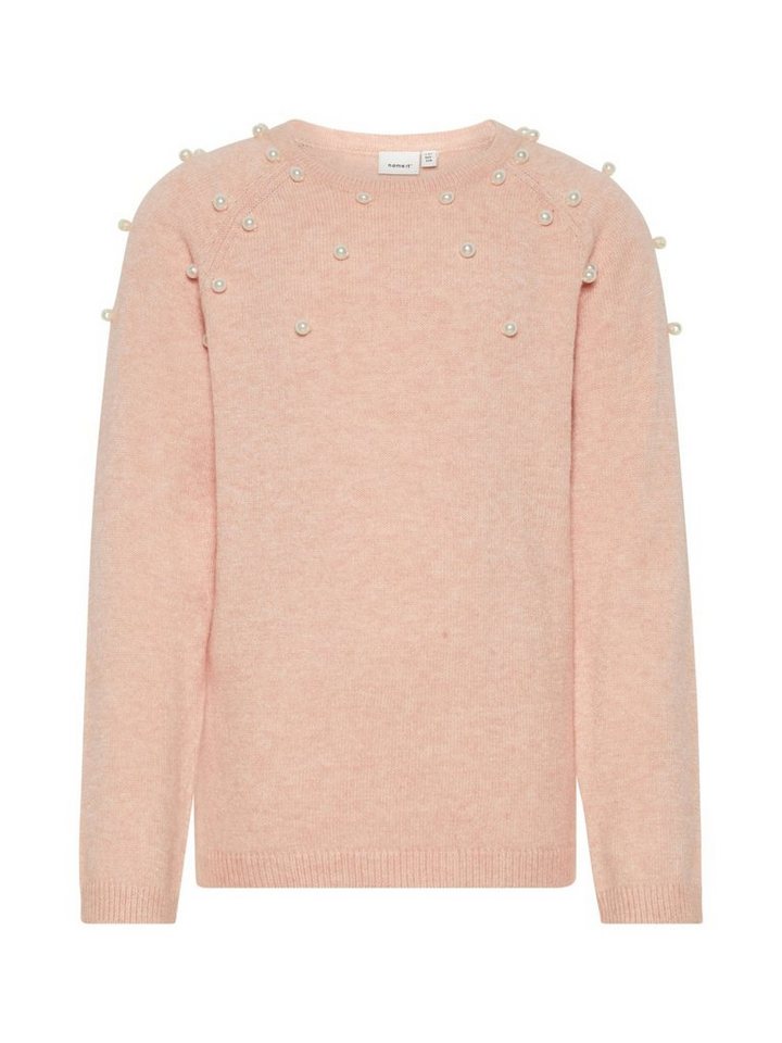 Name It Rundhalspullover Name It Mädchen Strick-Pullover mit Perlen in rosa von Name It