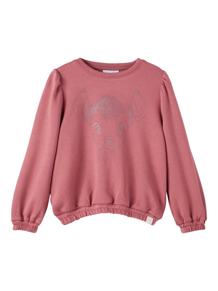 Name It Rundhalspullover Name It Mädchen Sweatshirt mit Flockdruck "Bambi" Deco Rose 86 von Name It