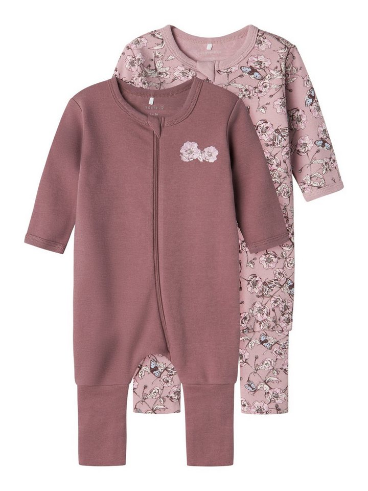 Name It Schlafanzug NBFNIGHTSUIT 2P ZIP FF GRAPE FLOWER NOOS (Packung, 2 tlg) von Name It