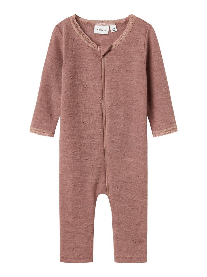 Name It Schlafanzug NBFWANG WOOL NEEDLE NIGHTSUIT SOLID NOOS aus reiner Merinowolle von Name It