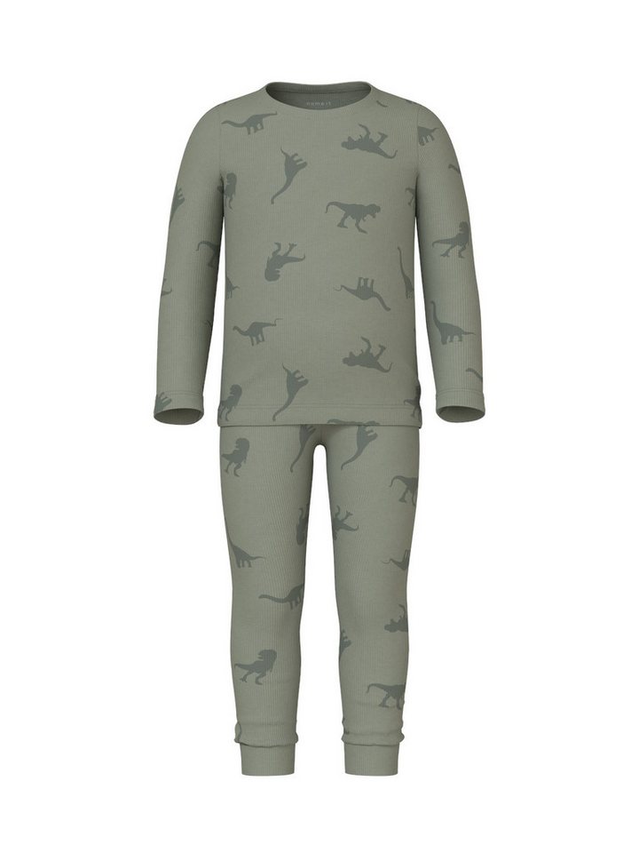 Name It Schlafanzug NMMNIGHTSET AGAVE GREEN DINO RIB von Name It