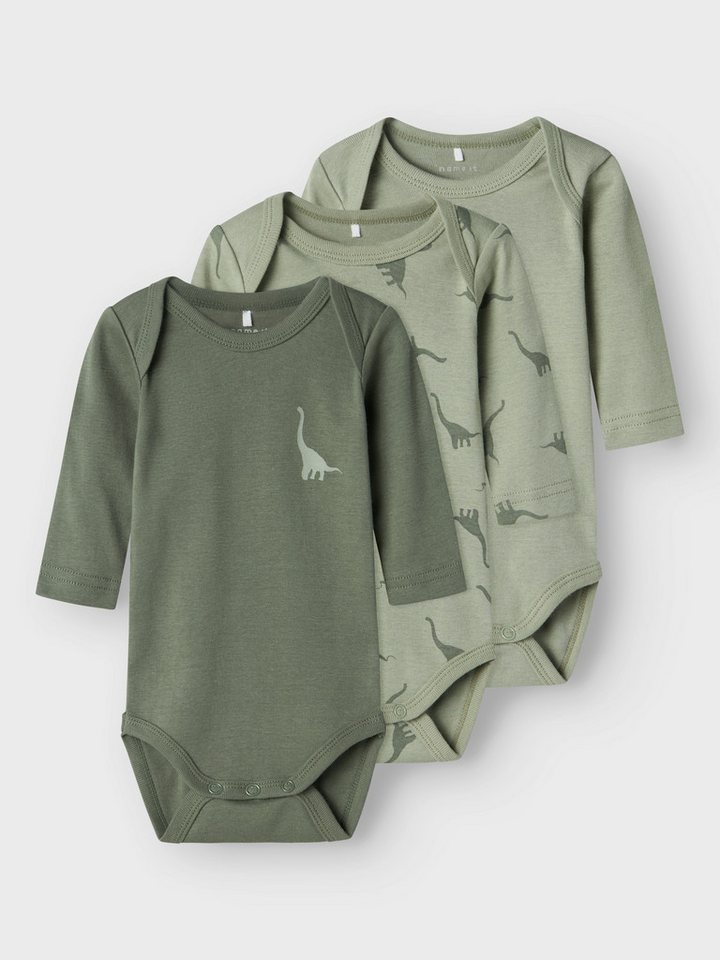 Name It Langarmbody NBMBODY 3P LS GREEN DINO NOOS (Packung, 3-tlg) von Name It