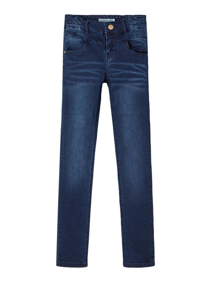 Name It Skinny-fit-Jeans Mädchen POLLY Jeans Dark Blue Denim 128 in Unifarbe von Name It