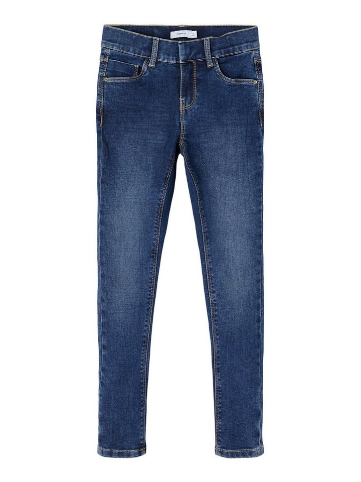 Name It Skinny-fit-Jeans Mädchen Skinny Fit Stretchjeans Dark Blue Denim 146 in Unifarbe von Name It