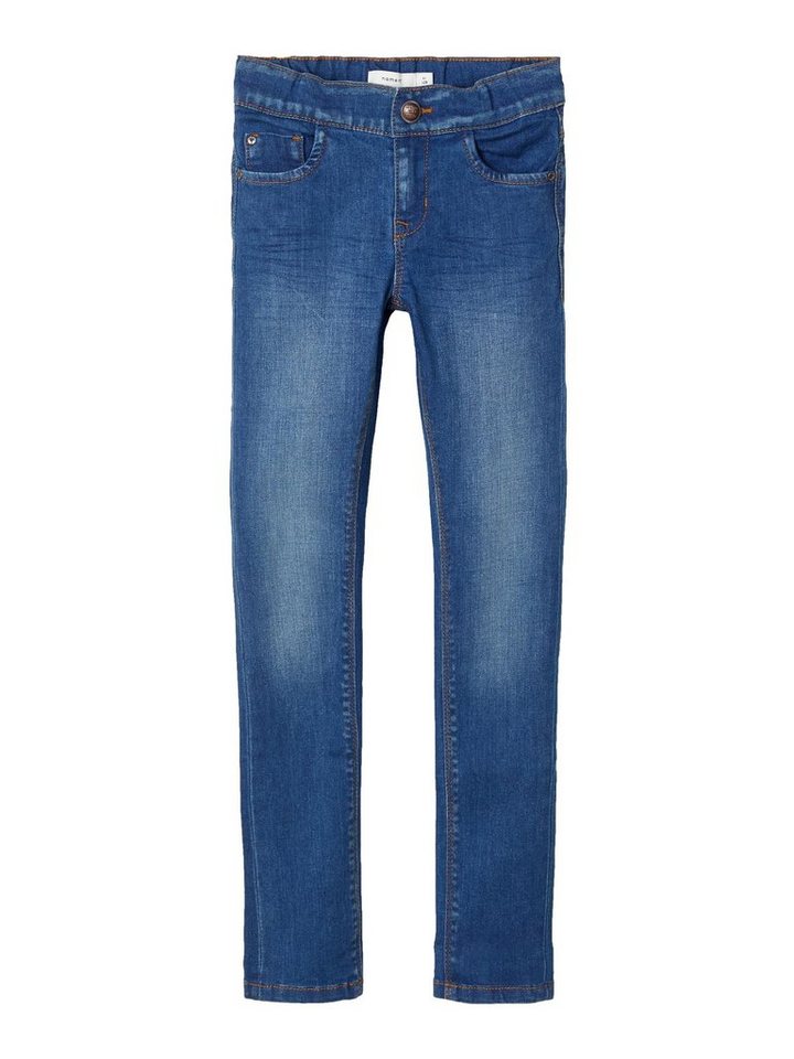 Name It Skinny-fit-Jeans Mädchen aus Stretchdenim Medium Blue Denim-158 in Unifarbe von Name It