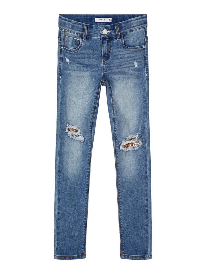 Name It Skinny-fit-Jeans Mädchen mit Pailletten in Unifarbe von Name It