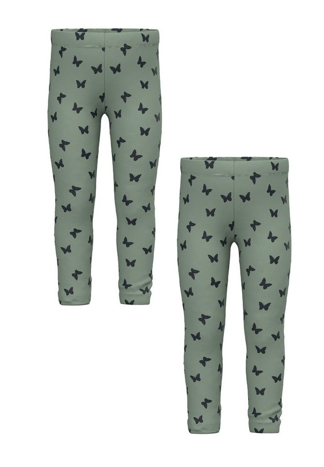 Name It Stoffhose 2er-Set Regular Fit Elastisch Allover-Print (2-tlg) NMFDAVINA SWEAT FLEECE LEGGING BRU NOOS von Name It