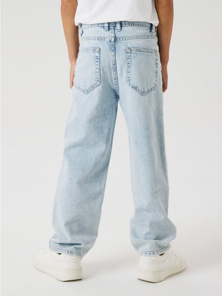 Name It Straight-Jeans NKFROSE für Mädchen mit High Waist und weitem Bein unifarben, casual, loose fit, Baumwollmischung, Denim von Name It