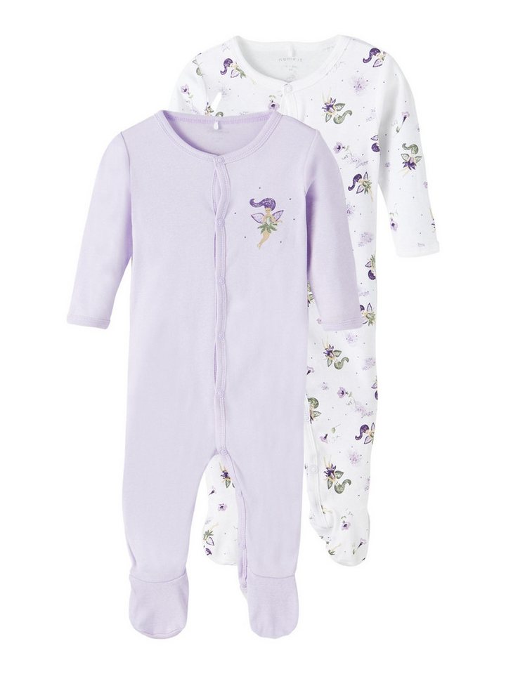 Name It Strampler 2er Pack Mädchen Einteiler Orchid Petal-92 (Packung, 2-tlg., 2er-Pack) aus Bio-Baumwolle mit Knöpfen von Name It