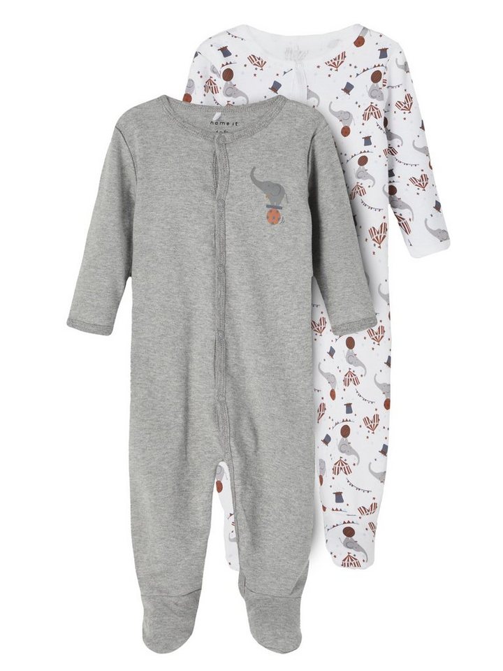 Name It Strampler 2er Pack Unisex Schlafstrampler Grey Melange-68 (Packung, 2-tlg., 2er-Pack) aus Bio-Baumwolle mit Knöpfen von Name It