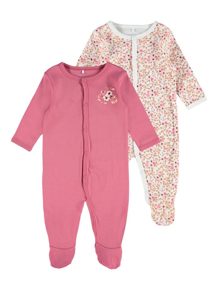 Name It Strampler Baby Mädchen 2er Pack Strampler mit Füßen (Packung, 2-tlg., 2er-Pack) von Name It