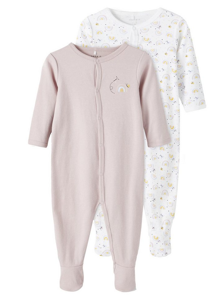 Name It Strampler Mädchen Schlafoveralls mit niedlichem Print (Packung, 2-tlg., 2er-Pack) von Name It