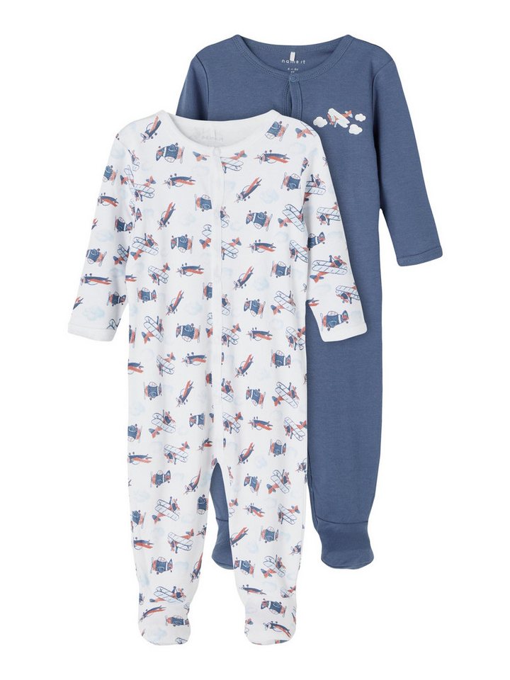 Name It Strampler Schlafanzug mit Flugzeug Print (Packung, 2-tlg., 2er-Pack) von Name It