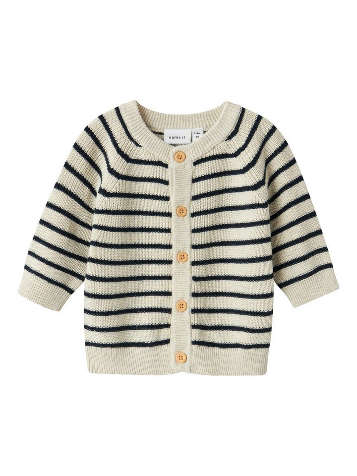 Name It Strickjacke NBMMAST für Jungen mit gestreiftem Look und weichem Tragegefühl gestreift, regular fit, Baumwolle, Rundhals von Name It
