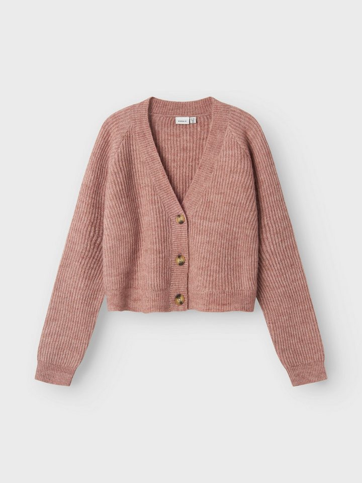Name It Strickjacke NKFHOLLY BOXY SHORT KNIT CARD NOOS in modischer Boxy-Form, mit tiefem V-Ausschnitt von Name It