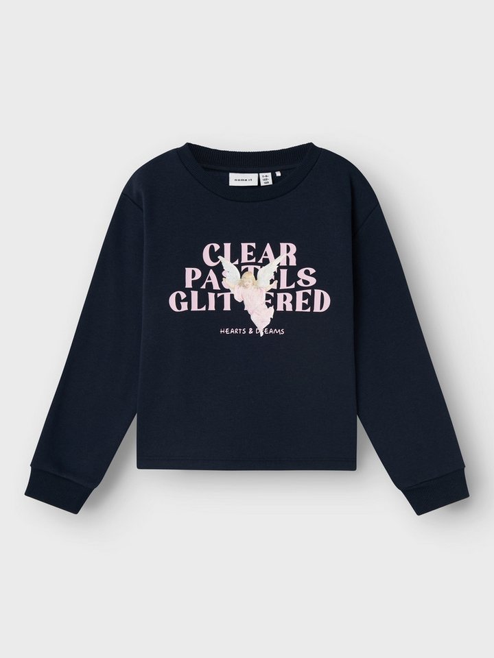 Name It Sweatshirt Gummiprint Rundhals Loose Fit Lange Ärmel NKFREVO LS NREG SWEAT BRU BOX von Name It