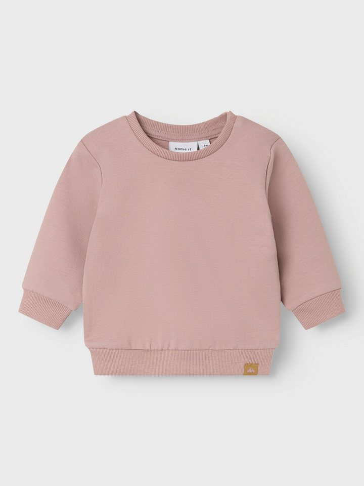 Name It Sweatshirt NBNTAKKI für Mädchen und Jungen mit Druckknopf und Stretch unifarben, casual, regular fit, Baumwollmix, Rundhals von Name It