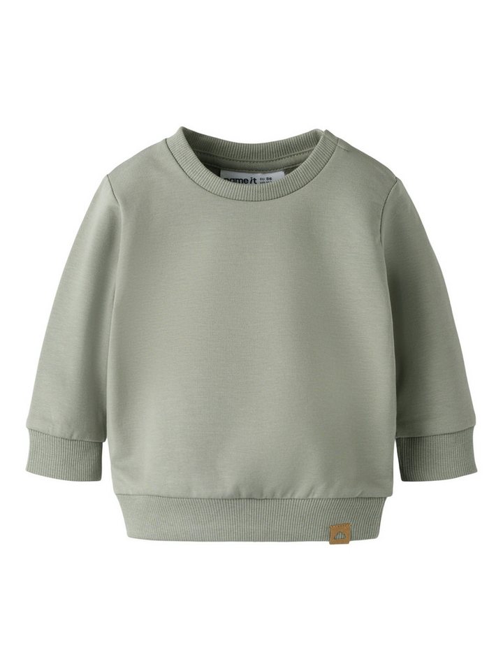 Name It Sweatshirt NBNTAKKI für Mädchen und Jungen mit Druckknopf und Stretch unifarben, casual, regular fit, Baumwollmix, Rundhals von Name It
