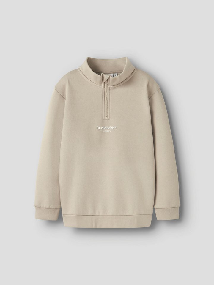 Name It Sweatshirt NKMBRODY LS NREG SWEAT ZIP BRU NOOS mit Stehkragen und kurzem Reißverschluss von Name It
