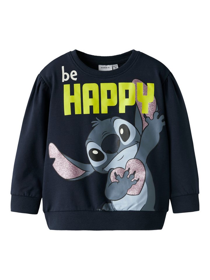 Name It Sweatshirt NMFDIDI STITCH SWEAT UNB NOOS WDI mit Glitzerprint für einen funkelnden und coolen Loo von Name It