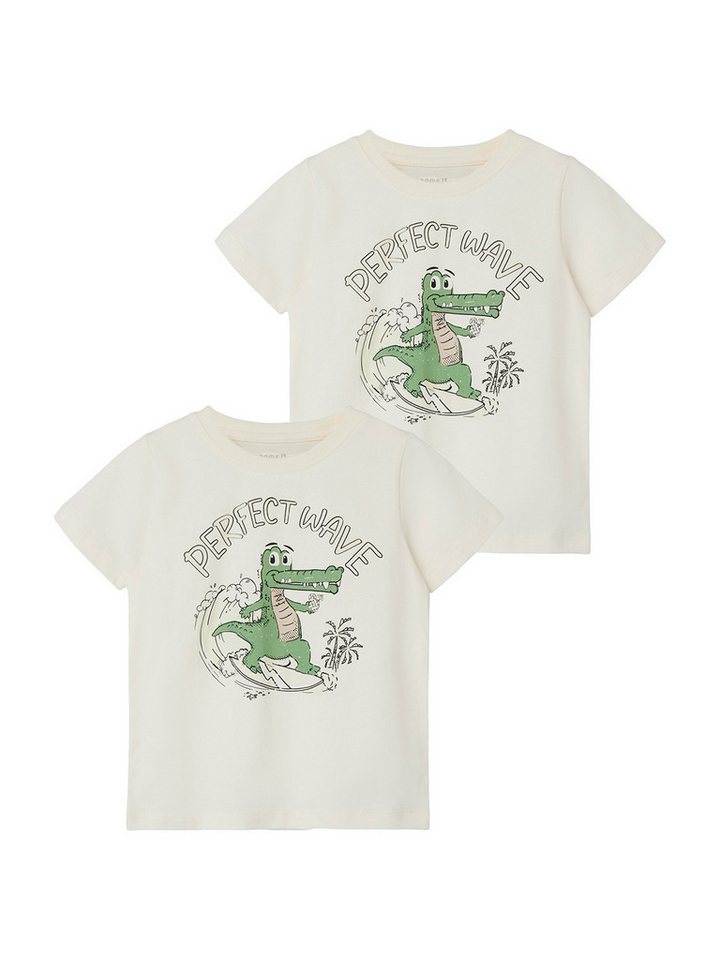 Name It T-Shirt 2er-SET Design Print Lockeres Rundhals (2-tlg) NMMZIPPY SS TOP von Name It