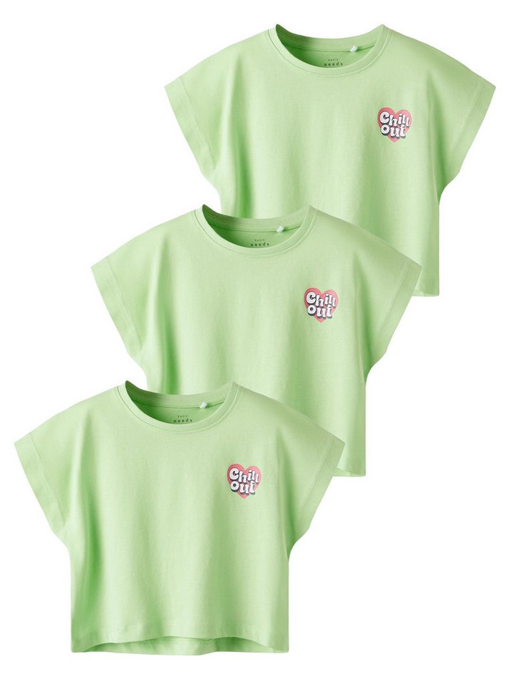 Name It T-Shirt 3er-SET Print Design mit -Logo und Aufschrift (3-tlg) NKFVILMA CAPSL CROP TOP F1 NOOS von Name It