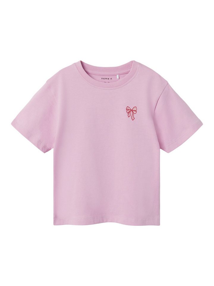 Name It T-Shirt Mädchen Schleife mit Glitzer-Effekt in Unifarbe von Name It