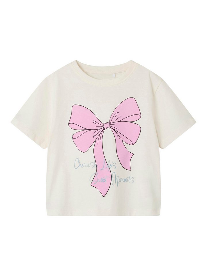 Name It T-Shirt Mädchen Schleife mit Glitzer-Effekt in Unifarbe von Name It