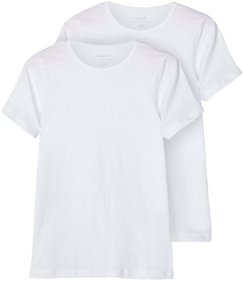 Name It T-Shirt NKFHIPSTER für Mädchen mit elastischem Bund im 2er-Pack (2-tlg., 2er-Pack) unifarben, casual, regular fit, Baumwollmischung, Jersey von Name It