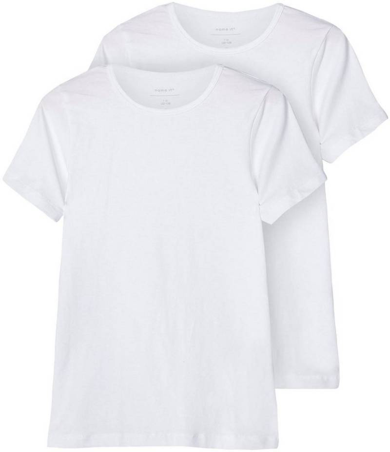 Name It T-Shirt NKFHIPSTER für Mädchen mit elastischem Bund im 2er-Pack (2-tlg., 2er-Pack) unifarben, casual, regular fit, Baumwollmischung, Jersey von Name It