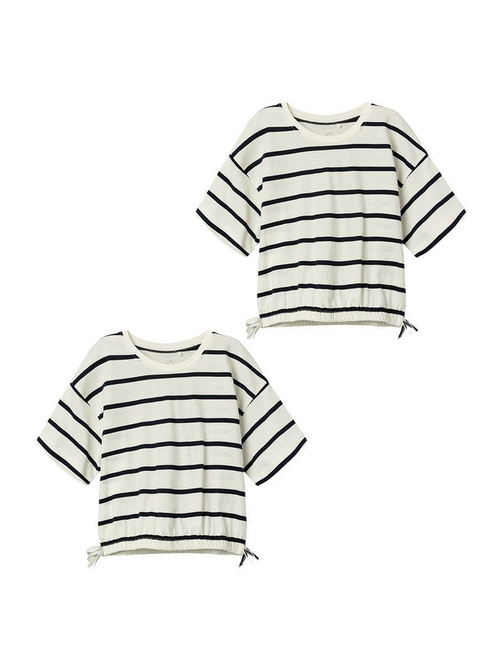 Name It T-Shirt 2er-Pack Baumwolle Rundhals verkürzt Schleifen (2-tlg) NKFFUNION SS CROPPED BOXY TOP von Name It