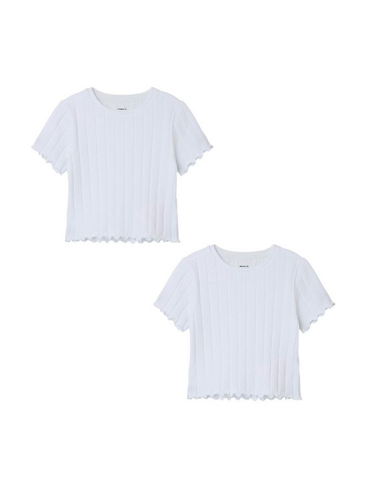 Name It T-Shirt Shirt 2er-Set Längsstreifenmuster Rundhals Kurzarm (2-tlg) NKFNORALINA SS CROP TOP NOOS von Name It